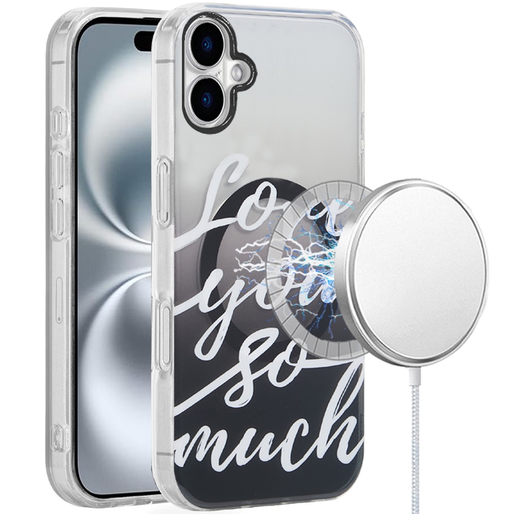 for iphone 16 plus 6.7 inch [magnetic circle] double layer design imd tpu case love you so much