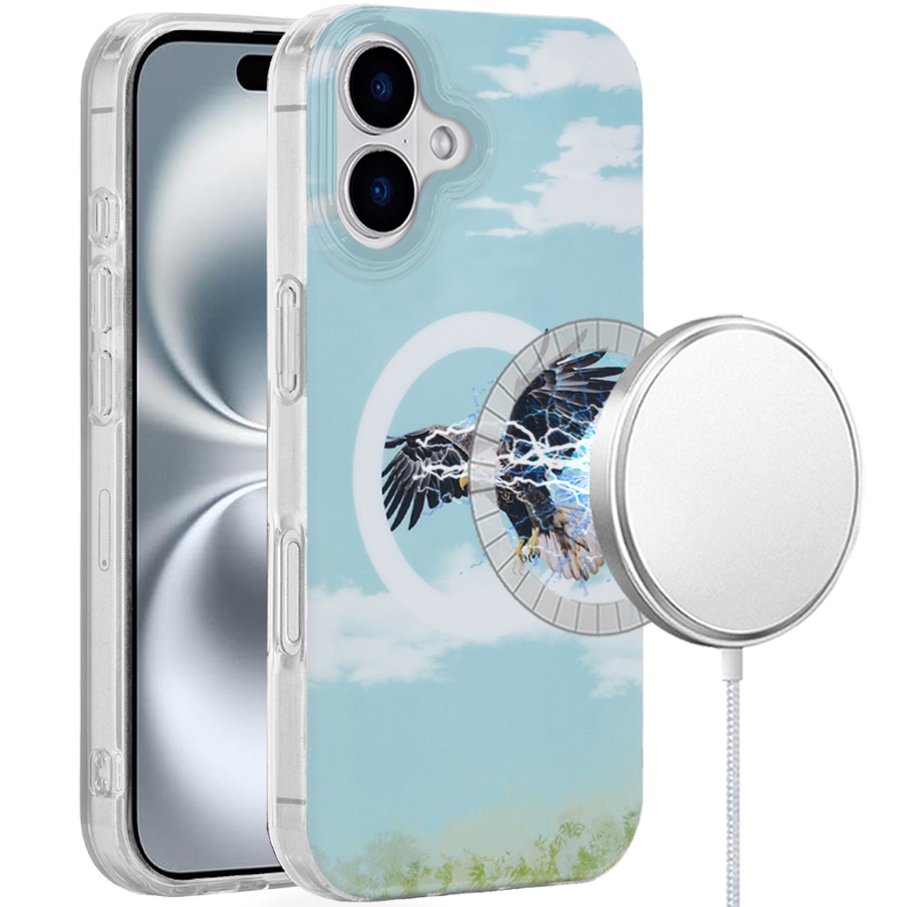 for iphone 16 6.1 inch [magnetic circle] double layer design imd tpu case eagle