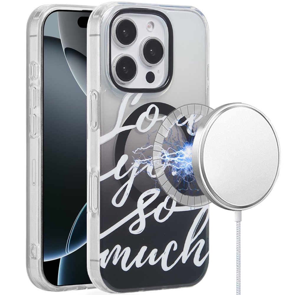 for iphone 16 pro 6.3 inch [magnetic circle] double layer design imd tpu case love you so much