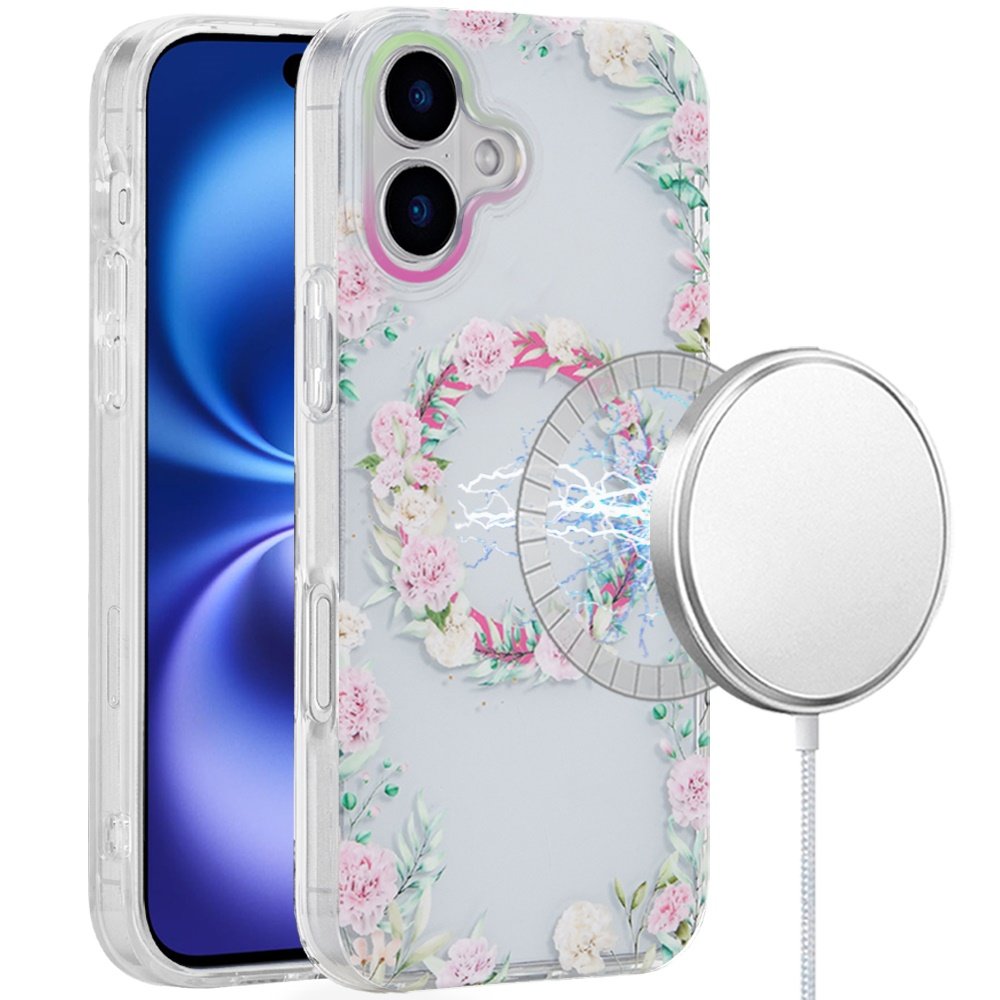 for iphone 17 [magnetic] double layer design imd case galaxy floral