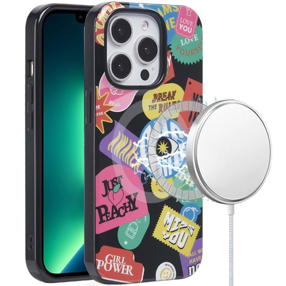 for iphone 13 pro max [magnetic circle] double layer design imd tpu case fashion rebel