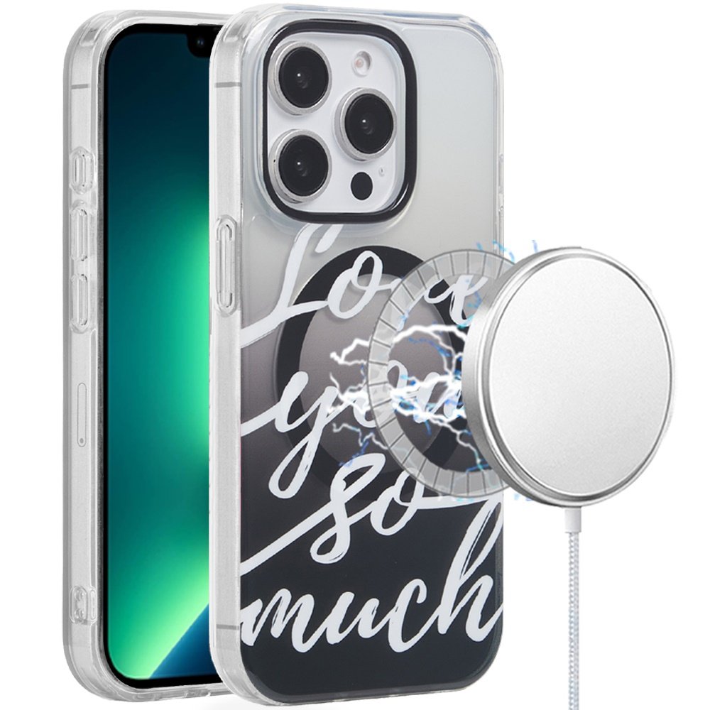 for iphone 13 pro max [magnetic circle] double layer design imd tpu case love you so much
