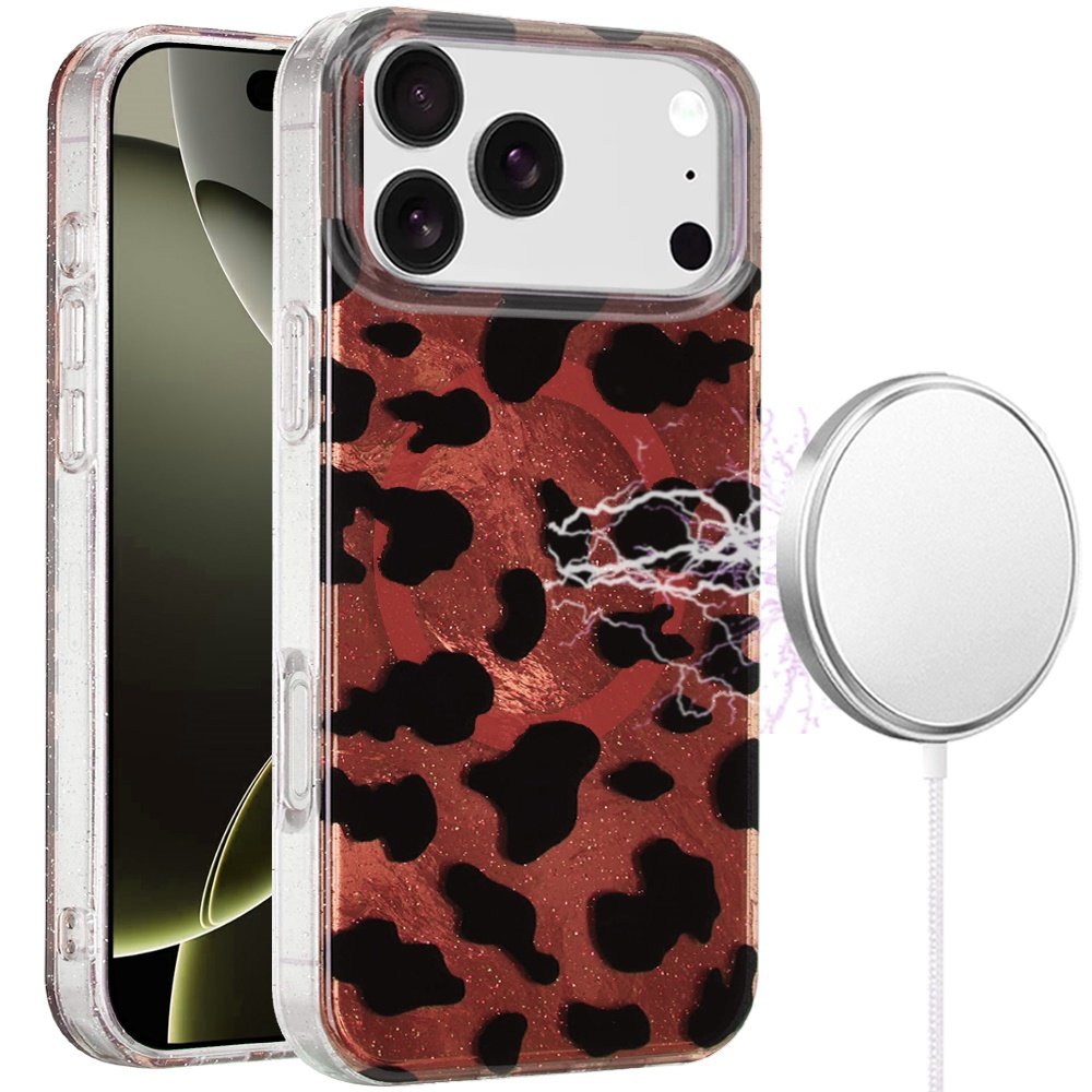 for iphone 17 pro max [magnetic] double layer design imd case beauty leopard