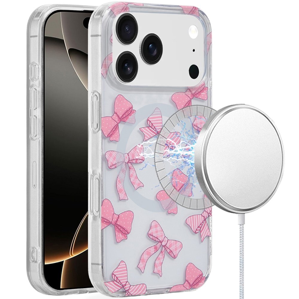 for iphone 17 pro max [magnetic] double layer design imd case bow knot