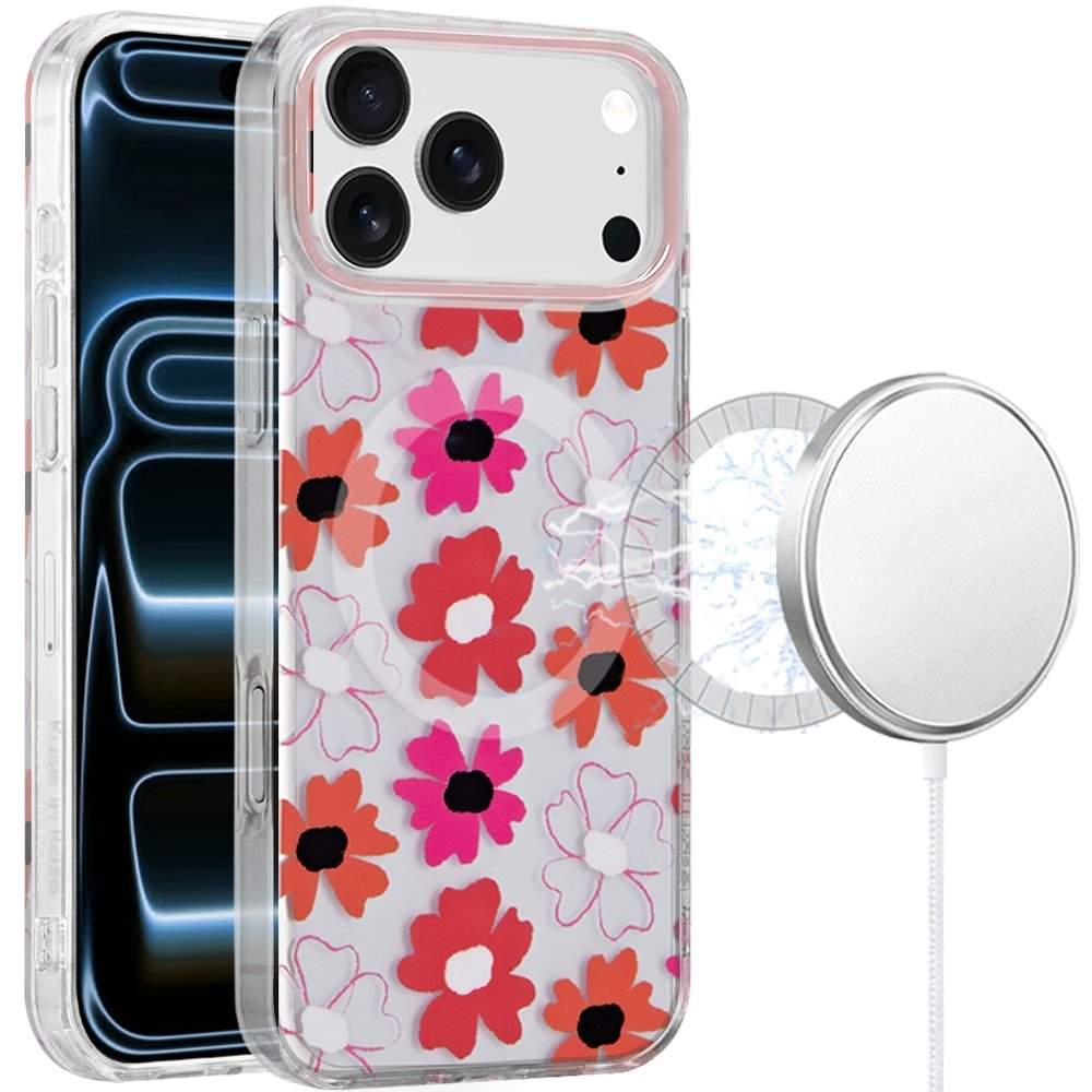 for iphone 17 pro max double layers imd case with magsafe vibrant floral
