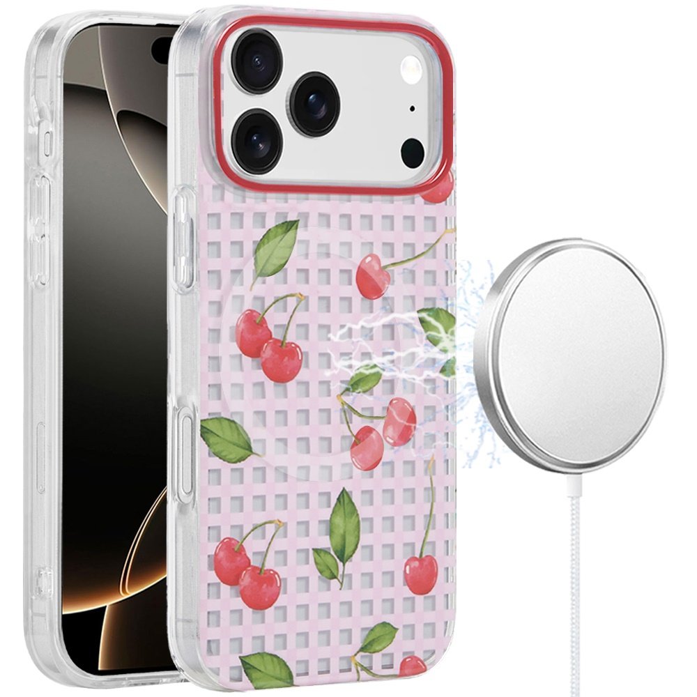 for iphone 17 pro [magnetic] double layer design imd case cherry