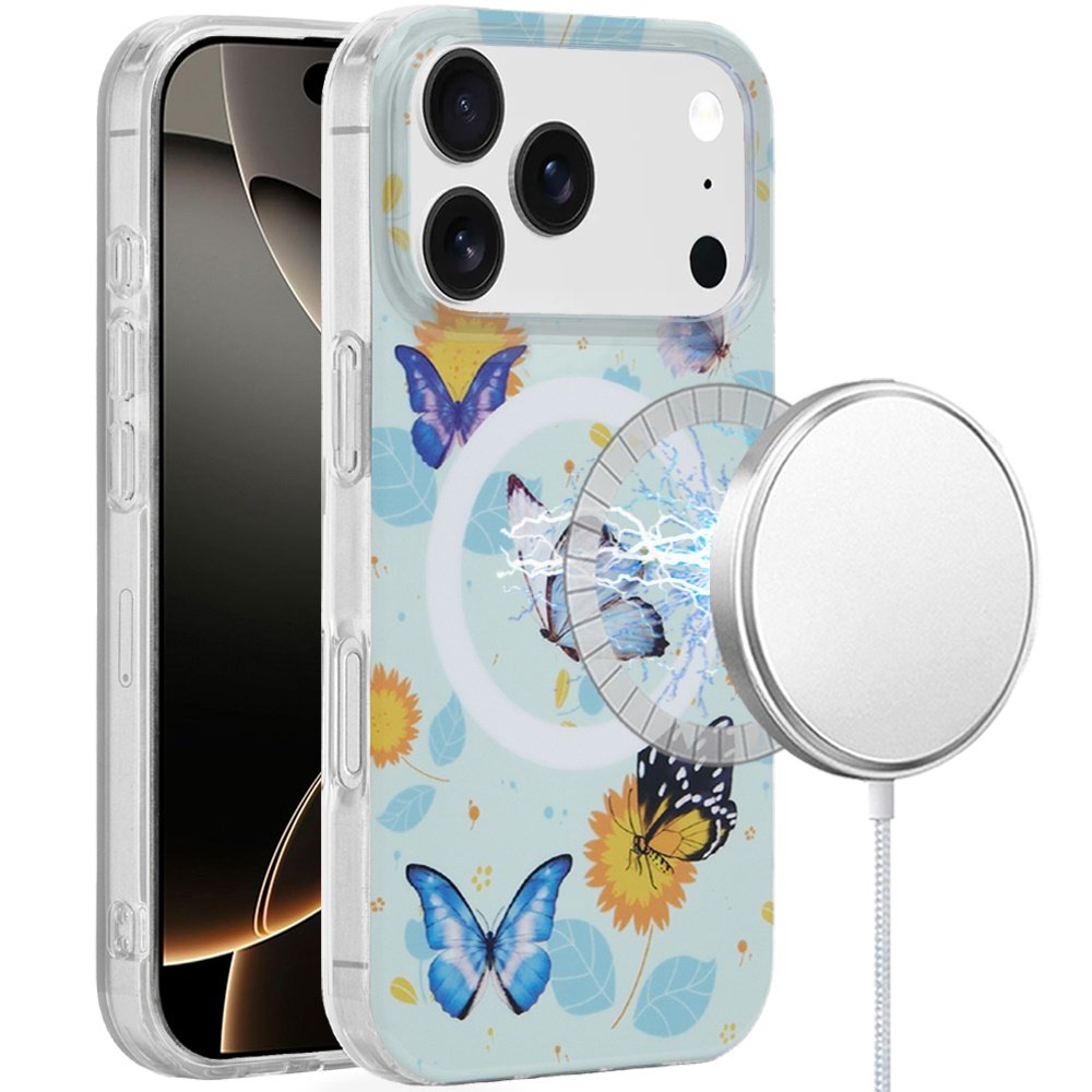 for iphone 17 pro [magnetic] double layer design imd case mystic butterflies