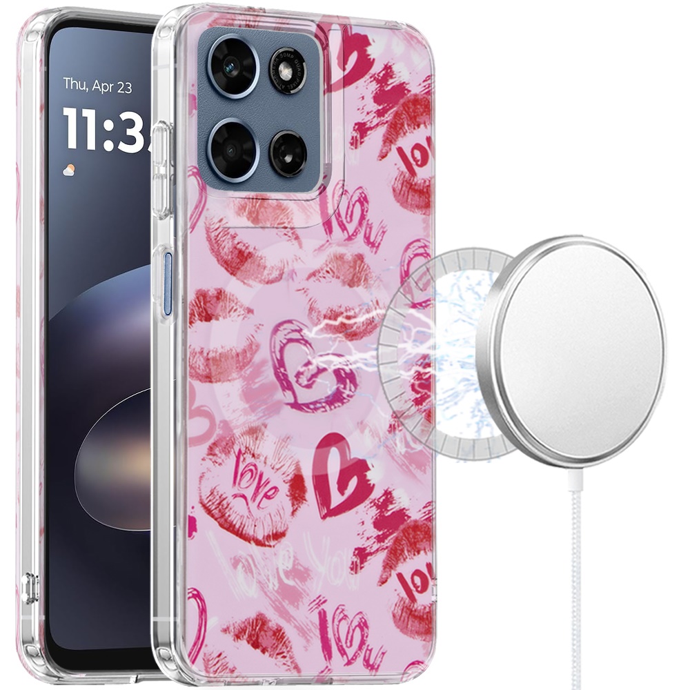 for moto g 5g 2025/2026 / g play 2026 double layers imd case with magsafe blush watercolor heart