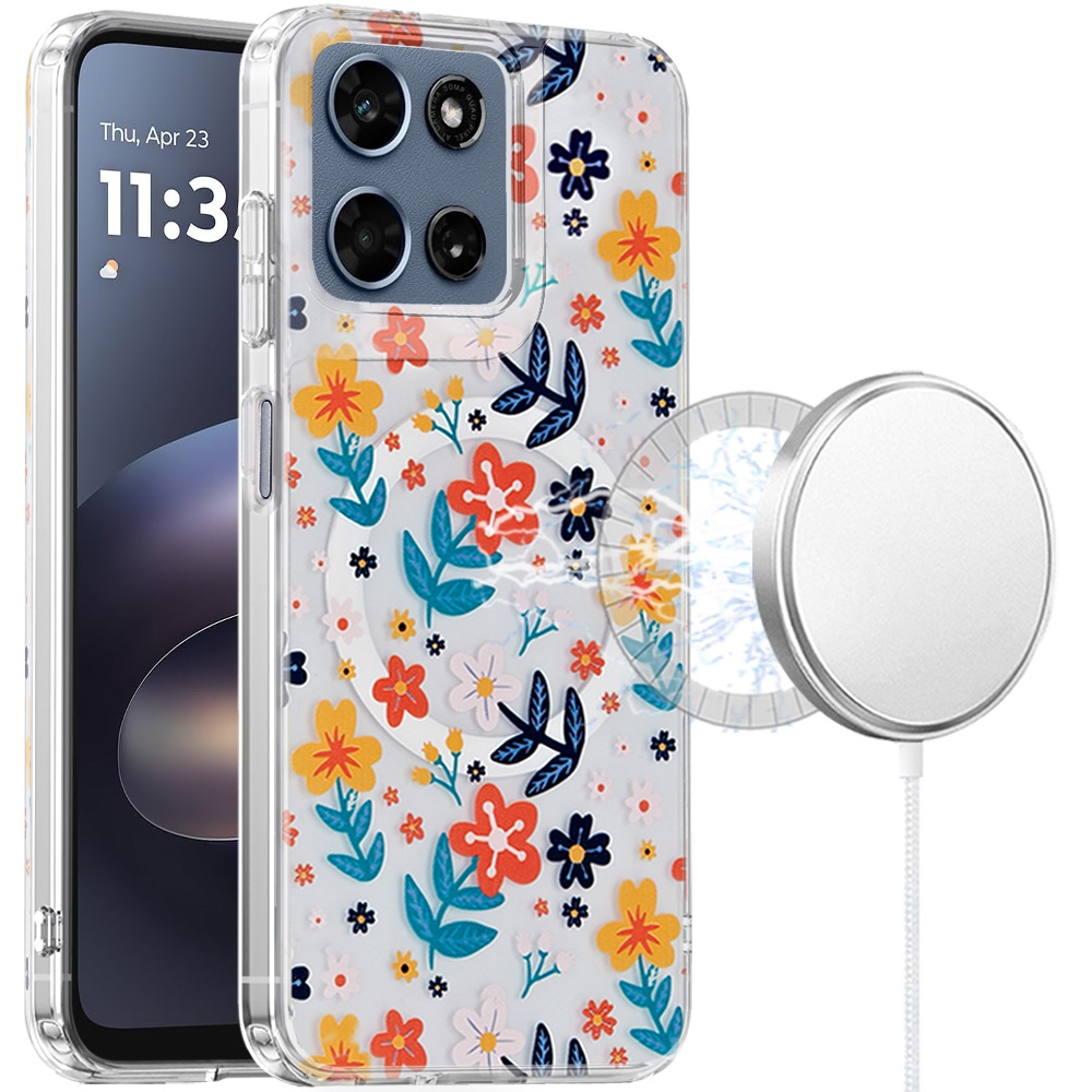for moto g 5g 2025/2026 / g play 2026 double layers imd case with magsafe colorful floral
