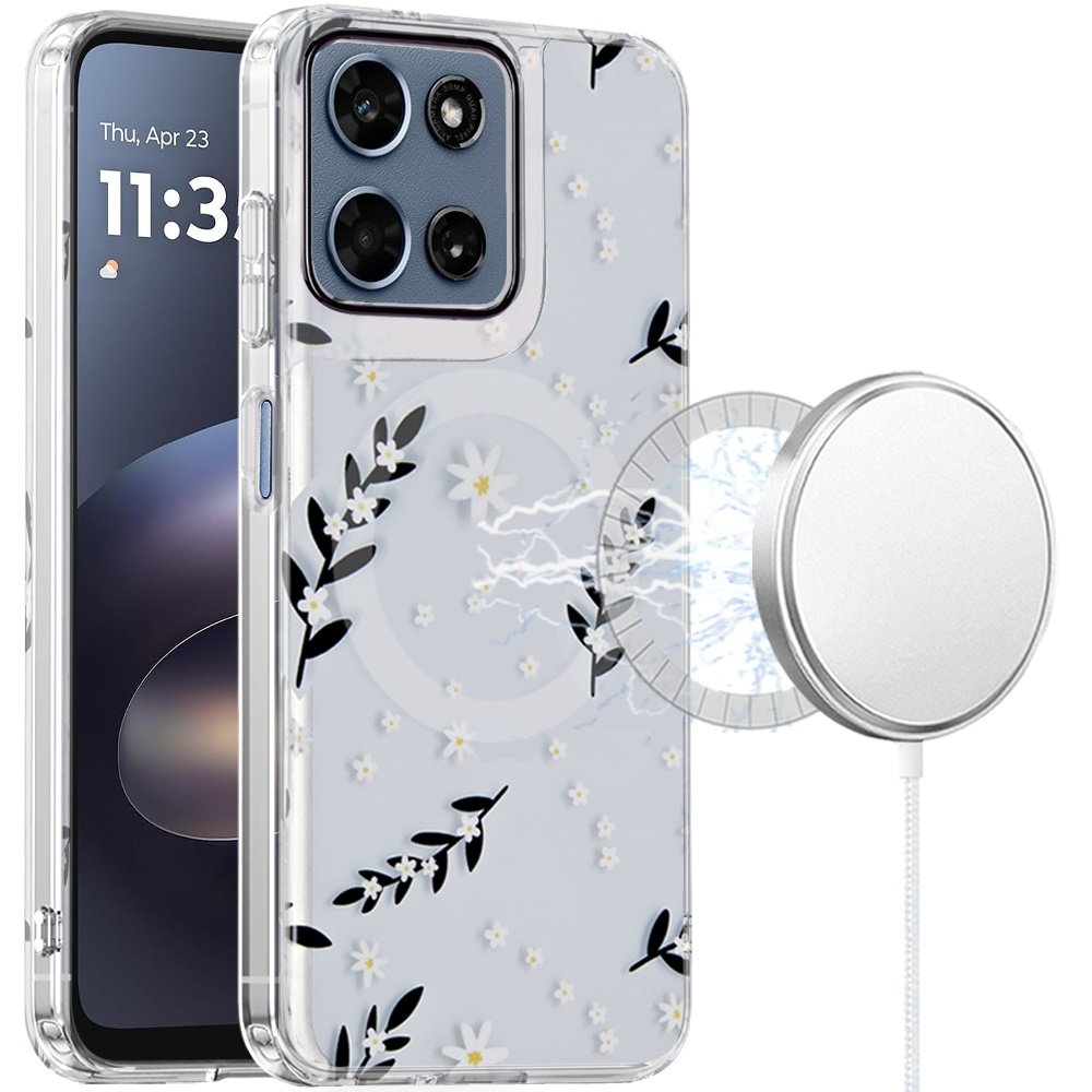 for moto g 5g 2025/2026 / g play 2026 double layers imd case with magsafe gilded foliage