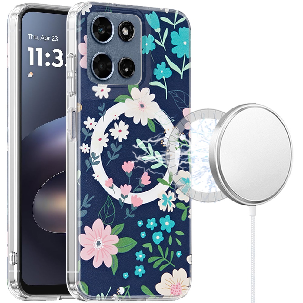 for moto g 5g 2025/2026 / g play 2026 double layers imd case with magsafe galaxy floral