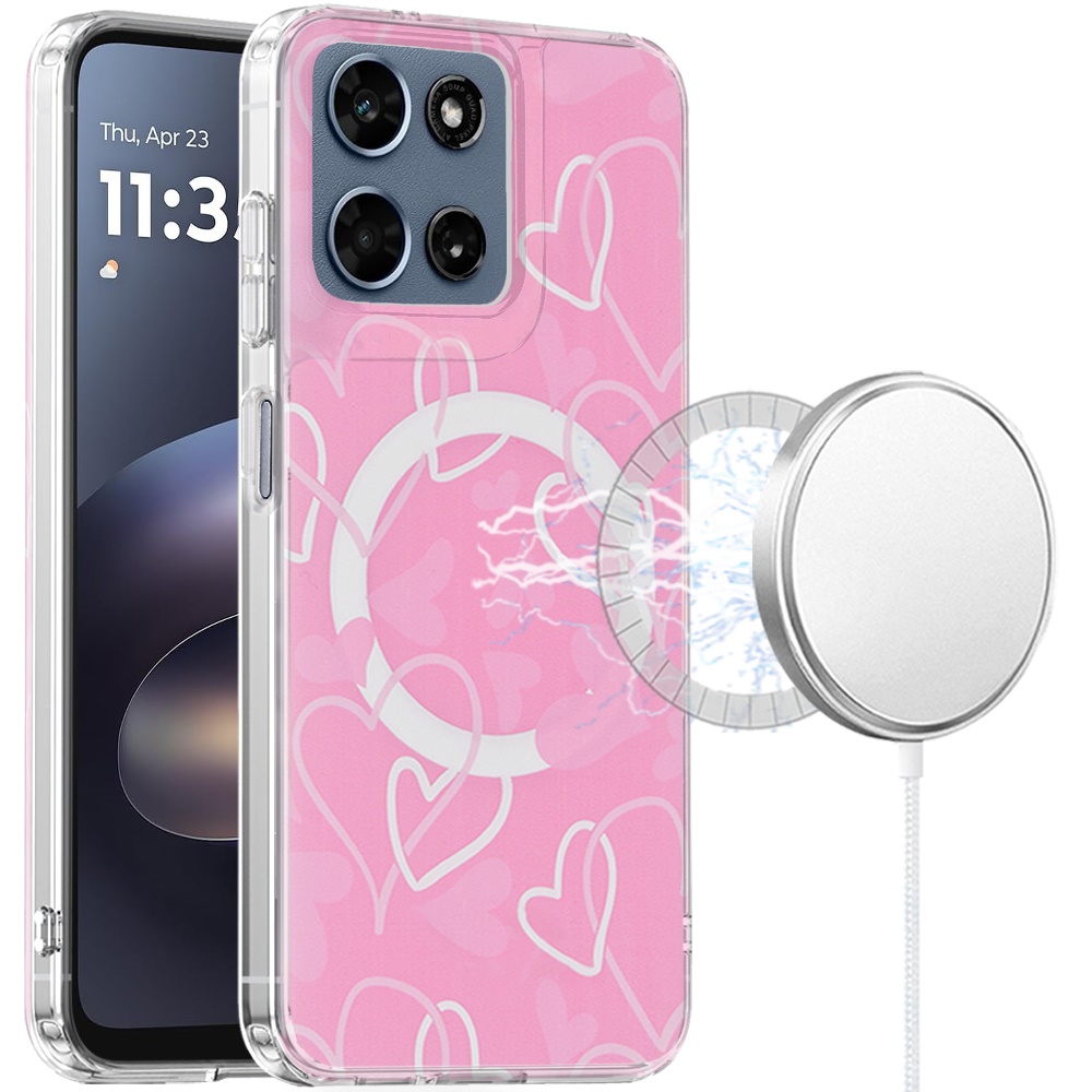 for moto g 5g 2025/2026 / g play 2026 double layers imd case with magsafe hearts