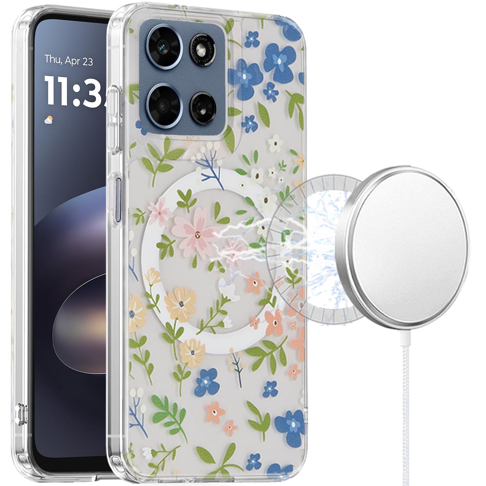 for moto g 5g 2025/2026 / g play 2026 double layers imd case with magsafe mulitcolor floral