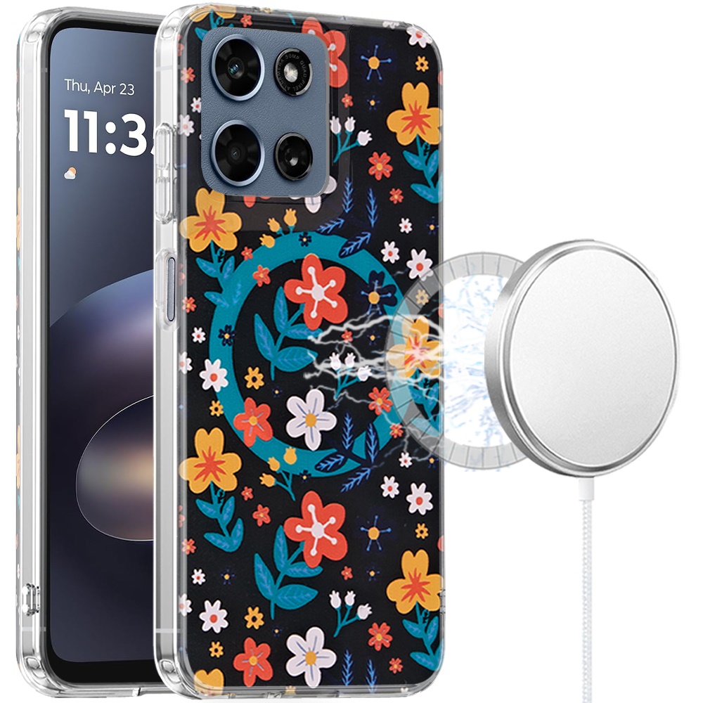 for moto g 5g 2025/2026 / g play 2026 double layers imd case with magsafe nightly floral