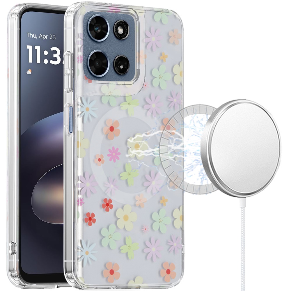 for moto g 5g 2025/2026 / g play 2026 double layers imd case with magsafe pastel daisy
