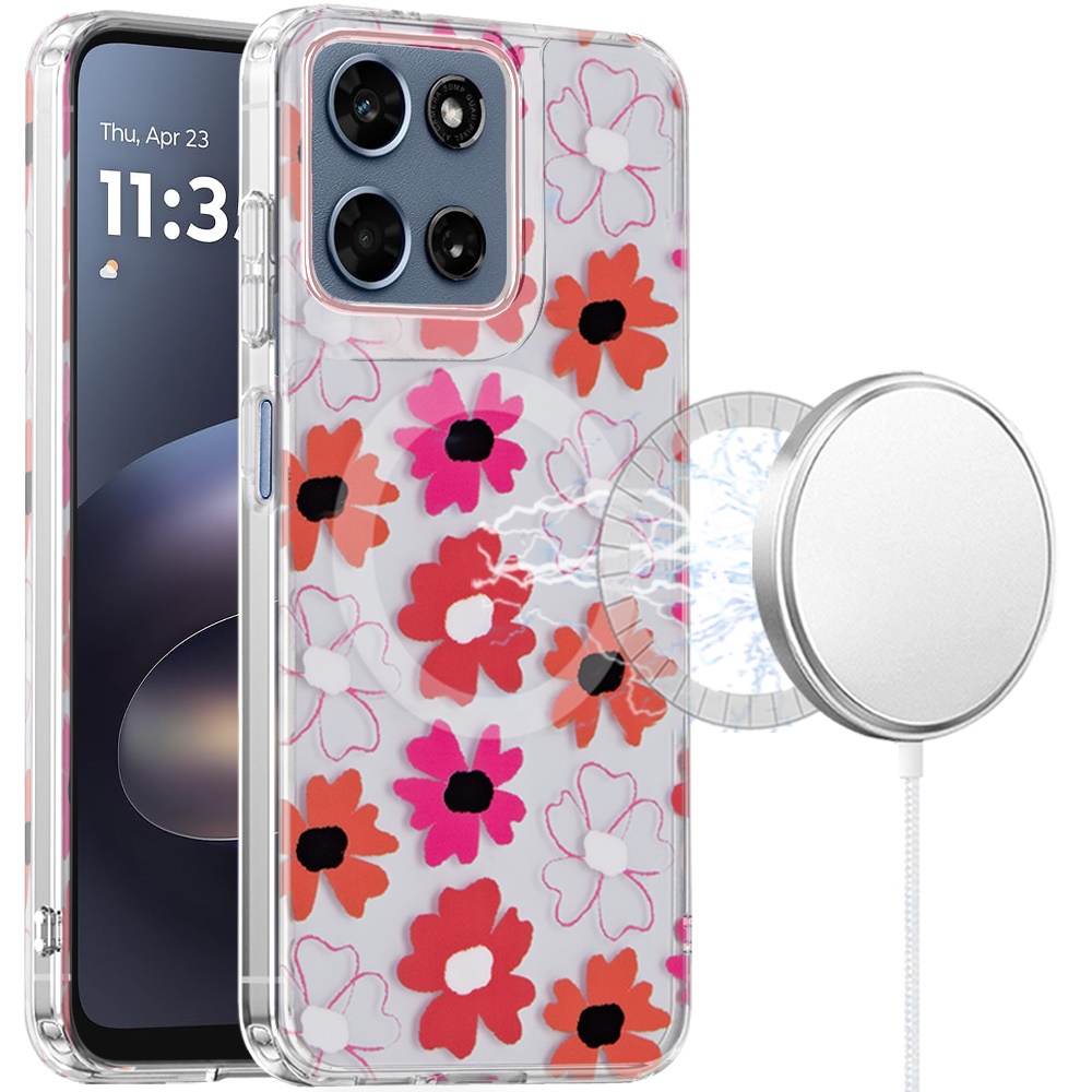for moto g 5g 2025/2026 / g play 2026 double layers imd case with magsafe vibrant floral