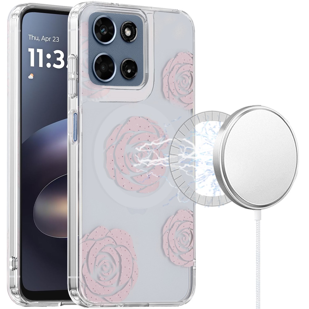 for moto g 5g 2025/2026 / g play 2026 double layers imd case with magsafe vintage rose gleam
