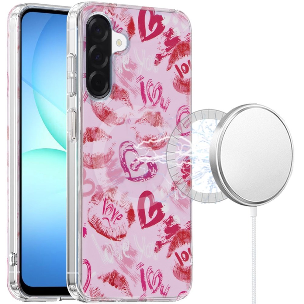 for samsung a17 5g double layers imd case with magsafe blush watercolor heart