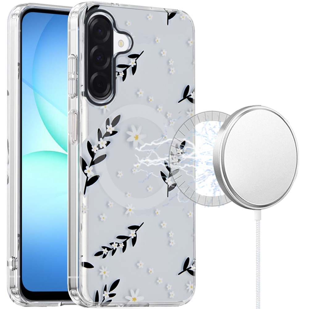 for samsung a17 5g double layers imd case with magsafe gilded foliage