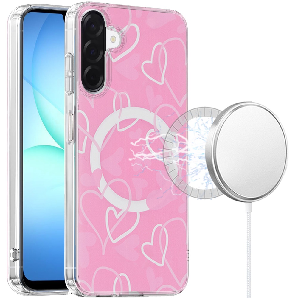 for samsung a17 5g double layers imd case with magsafe hearts