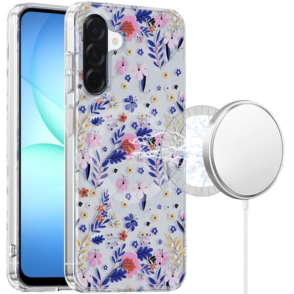 for samsung a17 5g double layers imd case with magsafe midnight floral