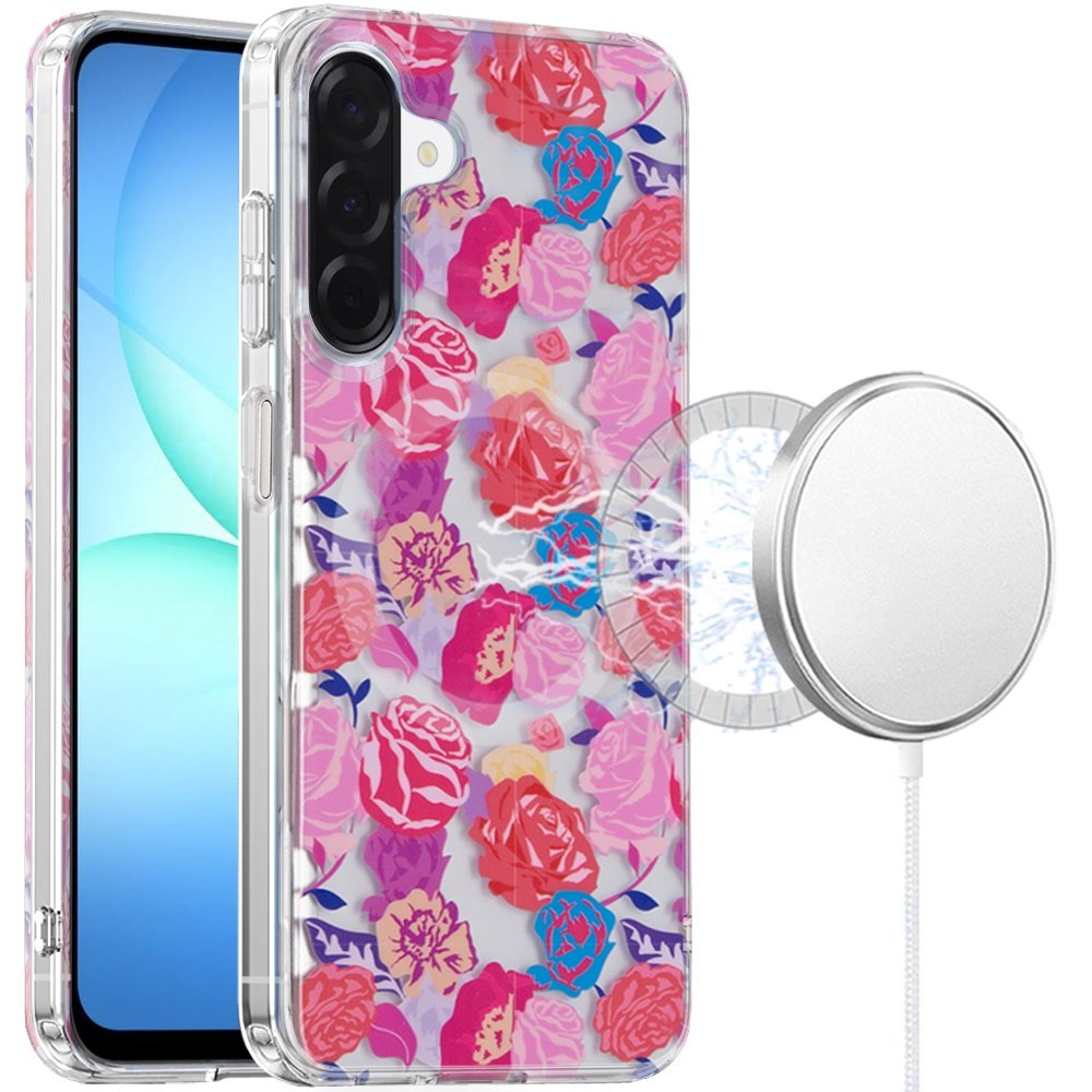 for samsung a17 5g double layers imd case with magsafe nocturne rose