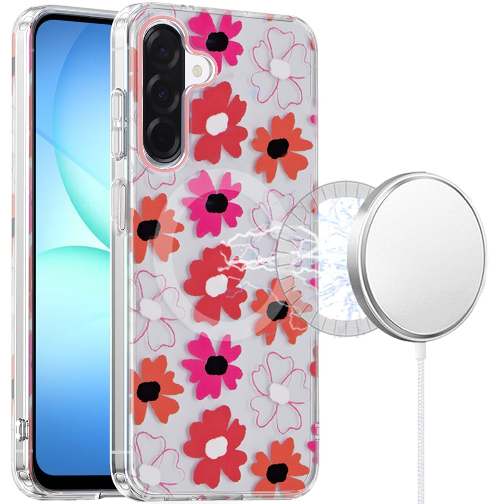 for samsung a17 5g double layers imd case with magsafe vibrant floral
