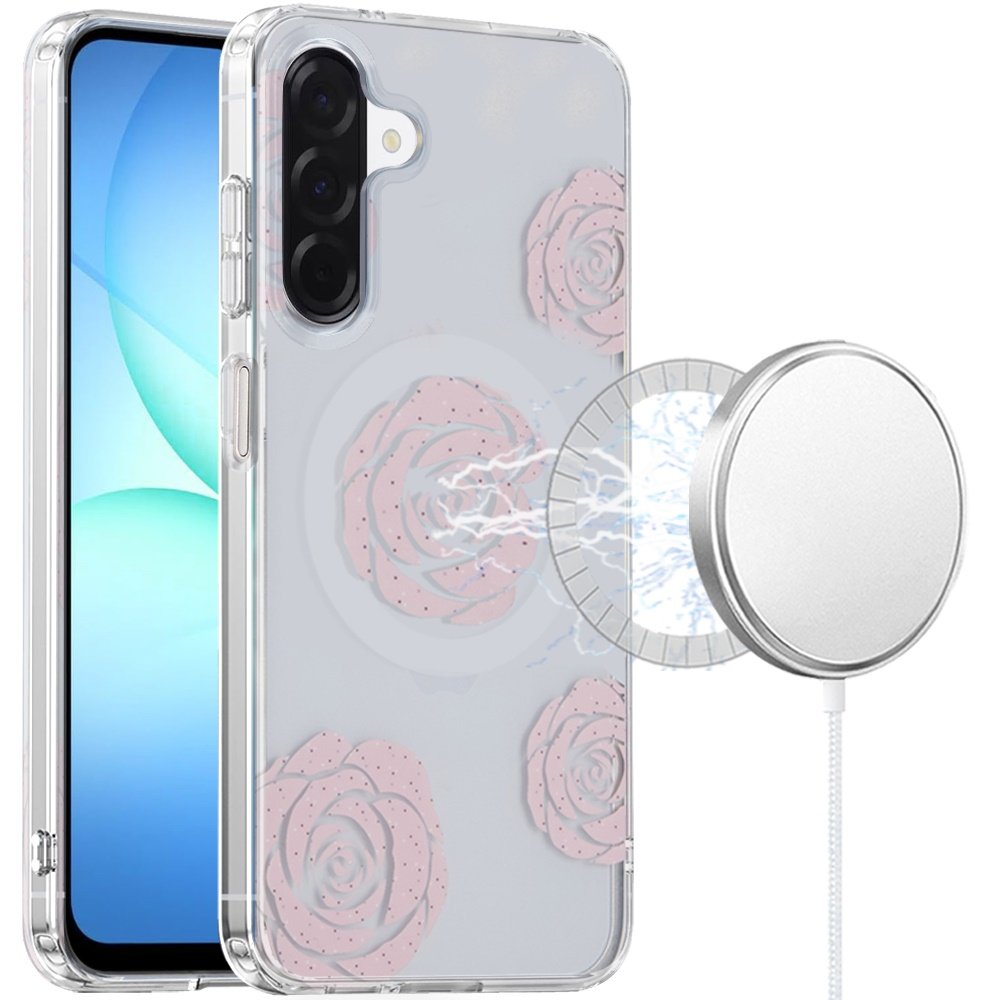 for samsung a17 5g double layers imd case with magsafe vintage rose gleam