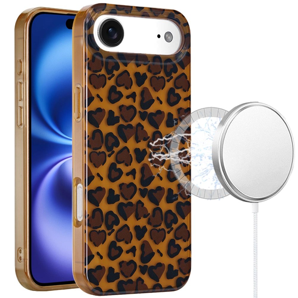 for iphone 17 air [magnetic] double layer design imd case brown leopard