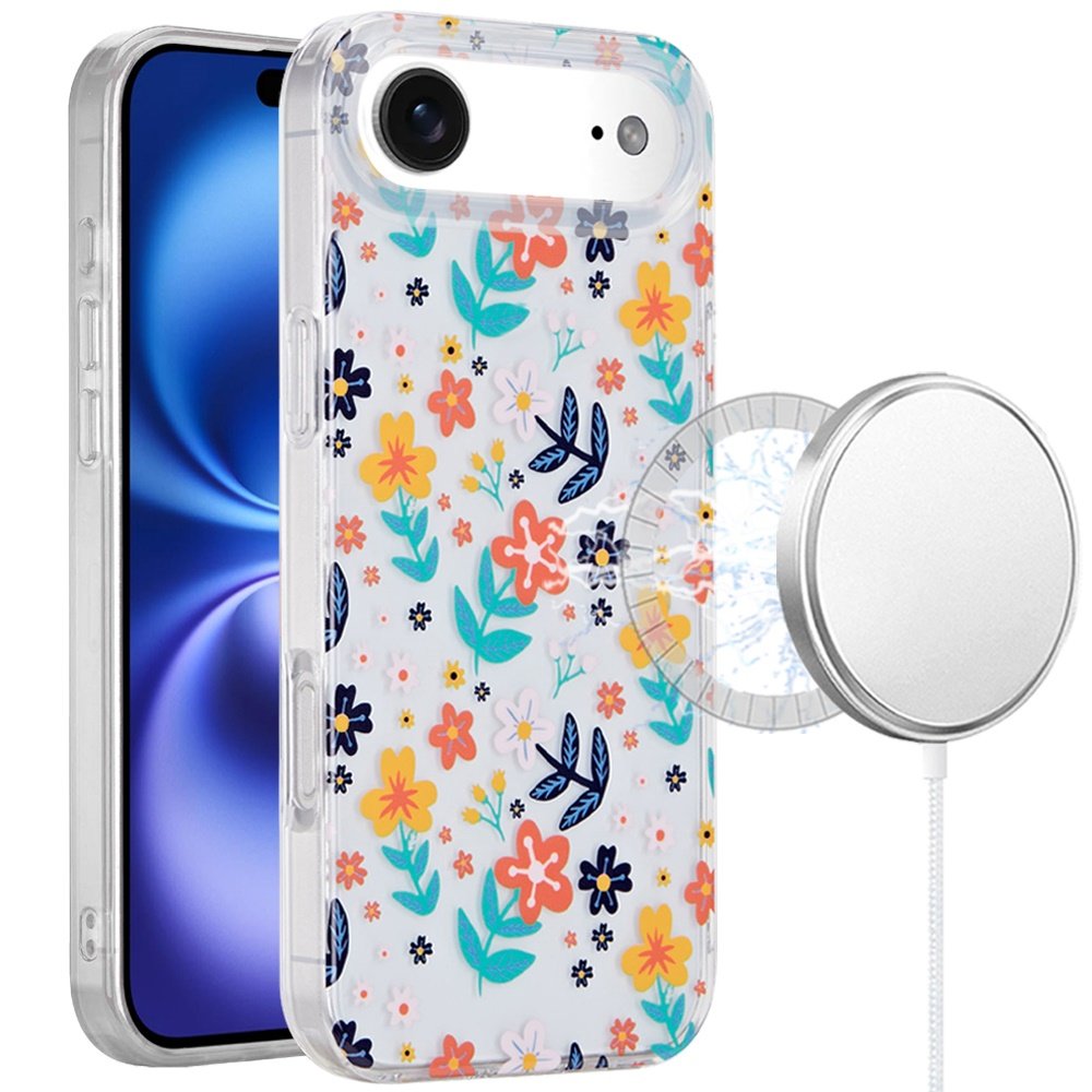 for iphone 17 air [magnetic] double layer design imd case colorful floral