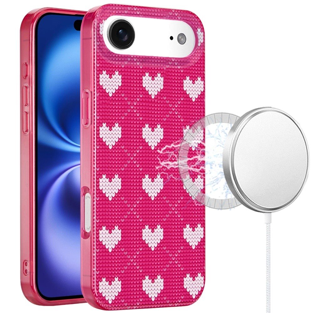 for iphone 17 air [magnetic] double layer design imd case hearts on pink
