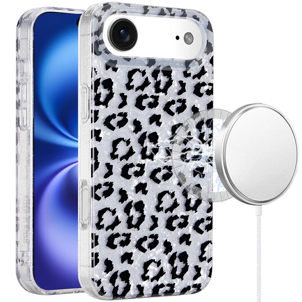 for iphone 17 air [magnetic] double layer design imd case silver leopard