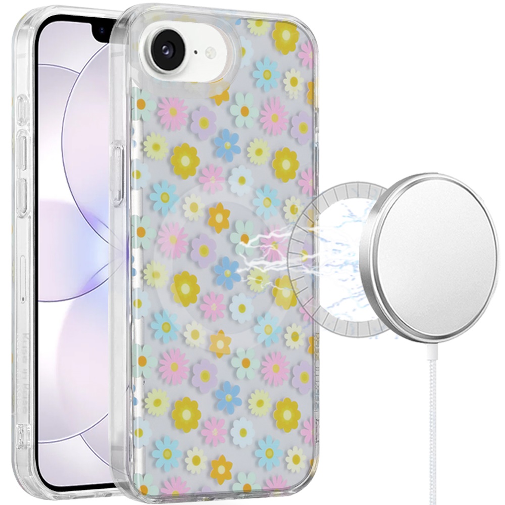 for iphone 16e (e edition) / se4 (2025) double layer design imd tpu case bright blossom