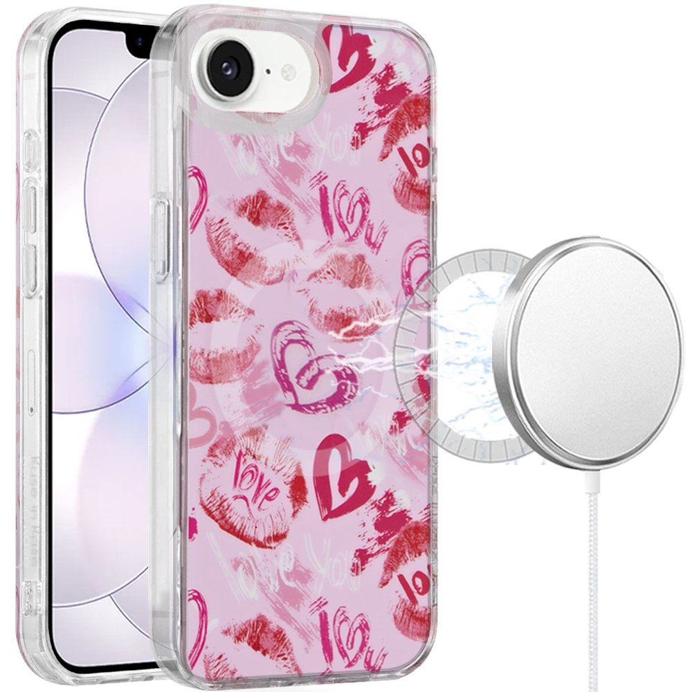 for iphone 16e (e edition) / se4 (2025) double layer design imd tpu case blush watercolor heart