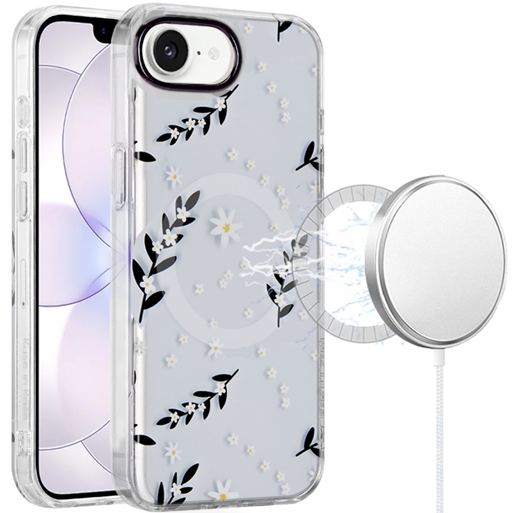 for iphone 16e (e edition) / se4 (2025) double layer design imd tpu case gilded foliage