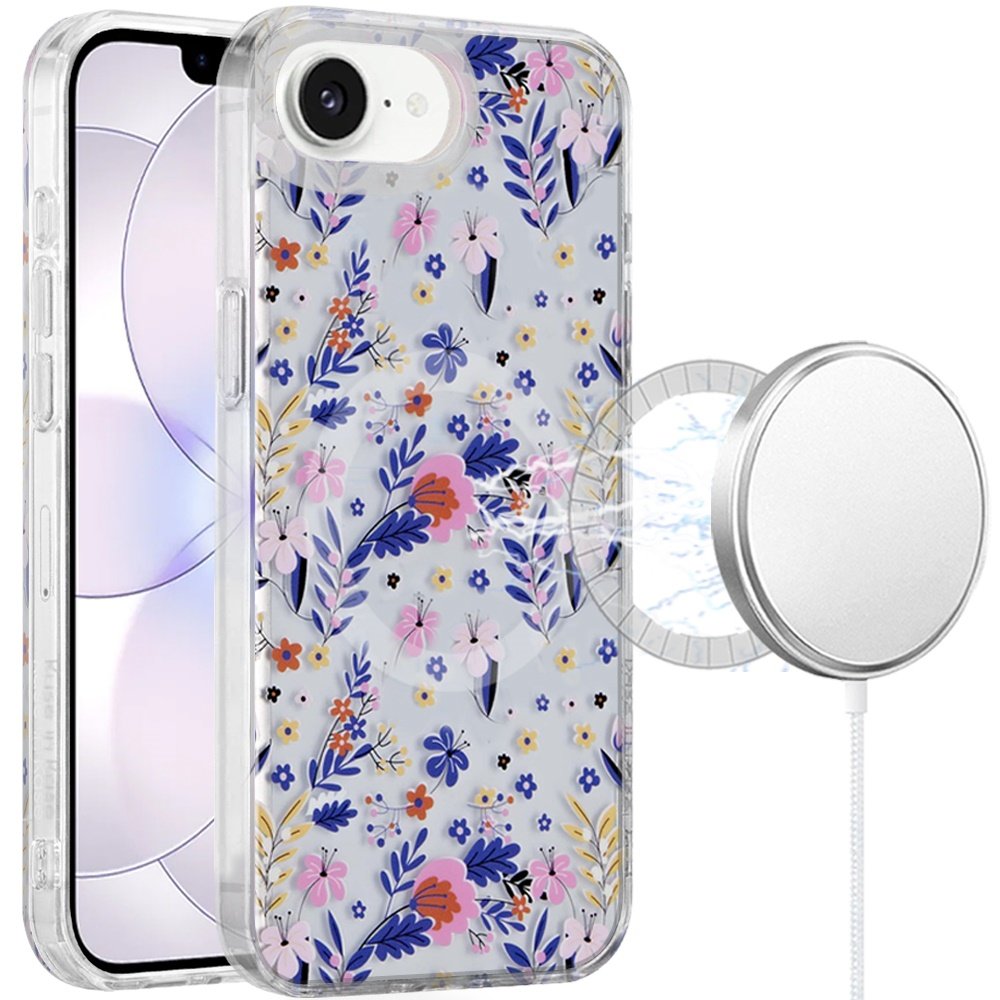 for iphone 16e (e edition) / se4 (2025) double layer design imd tpu case midnight floral