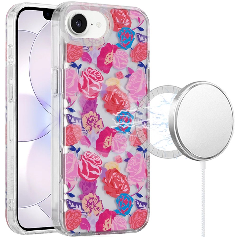 for iphone 16e (e edition) / se4 (2025) double layer design imd tpu case nocturne rose