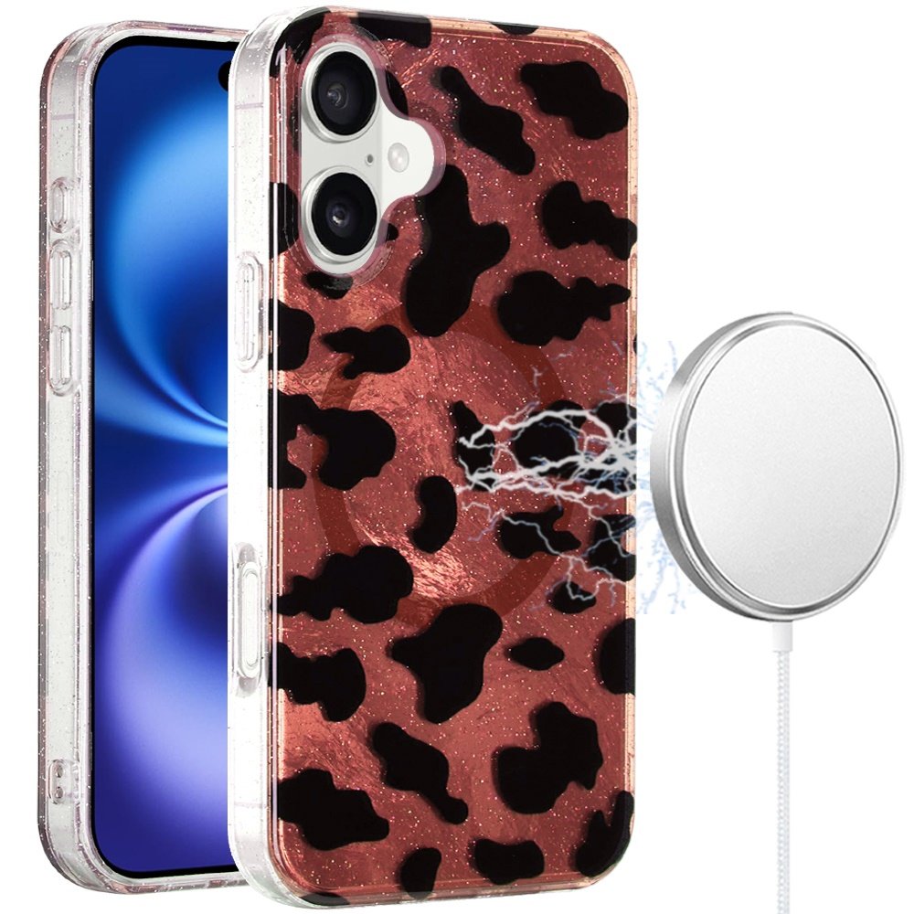 for iphone 17 [magnetic] double layer design imd case beauty leopard