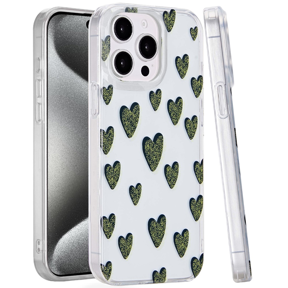 for ip15 pro max double layer design imd tpu case black hearts