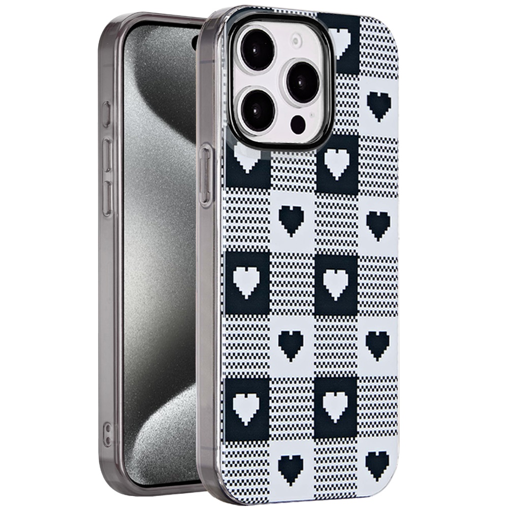 for ip15 pro max double layer design imd tpu case checker hearts