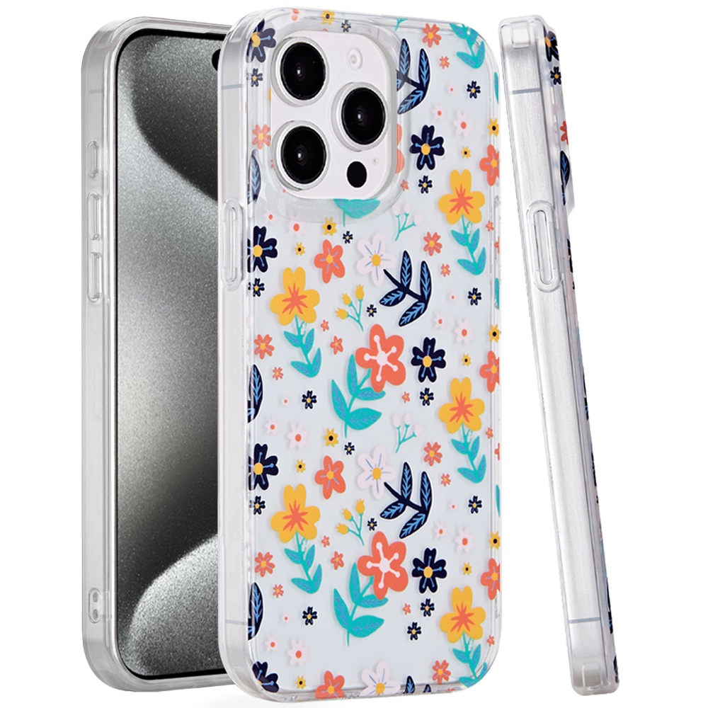 for ip15 pro max double layer design imd tpu case colorful floral