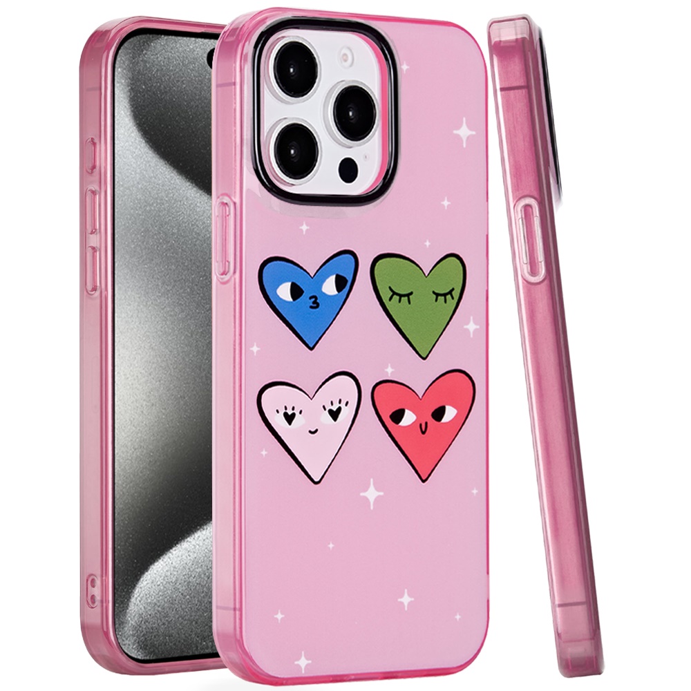 for ip15 pro max double layer design imd tpu case cute hearts