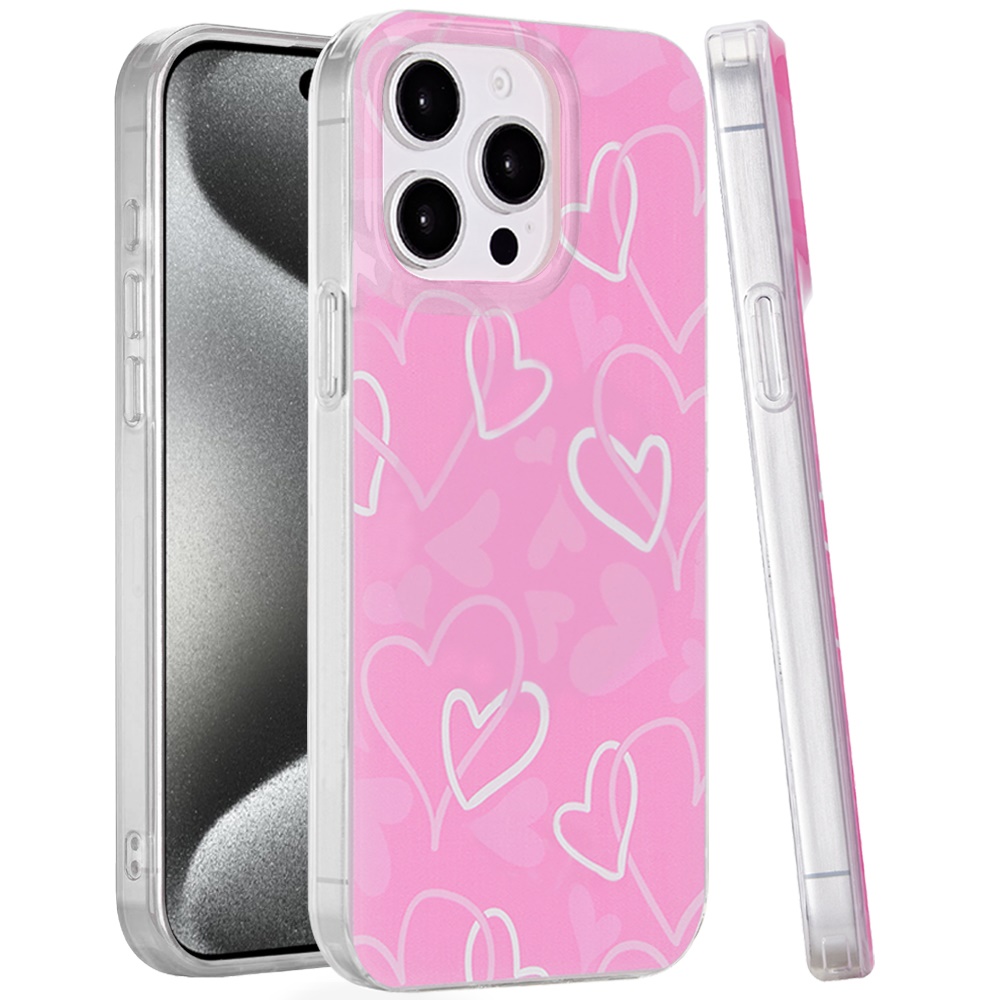 for ip15 pro max double layer design imd tpu case hearts
