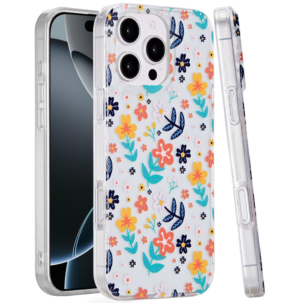 for iphone 16 pro max 6.9 double layer design imd tpu case colorful floral