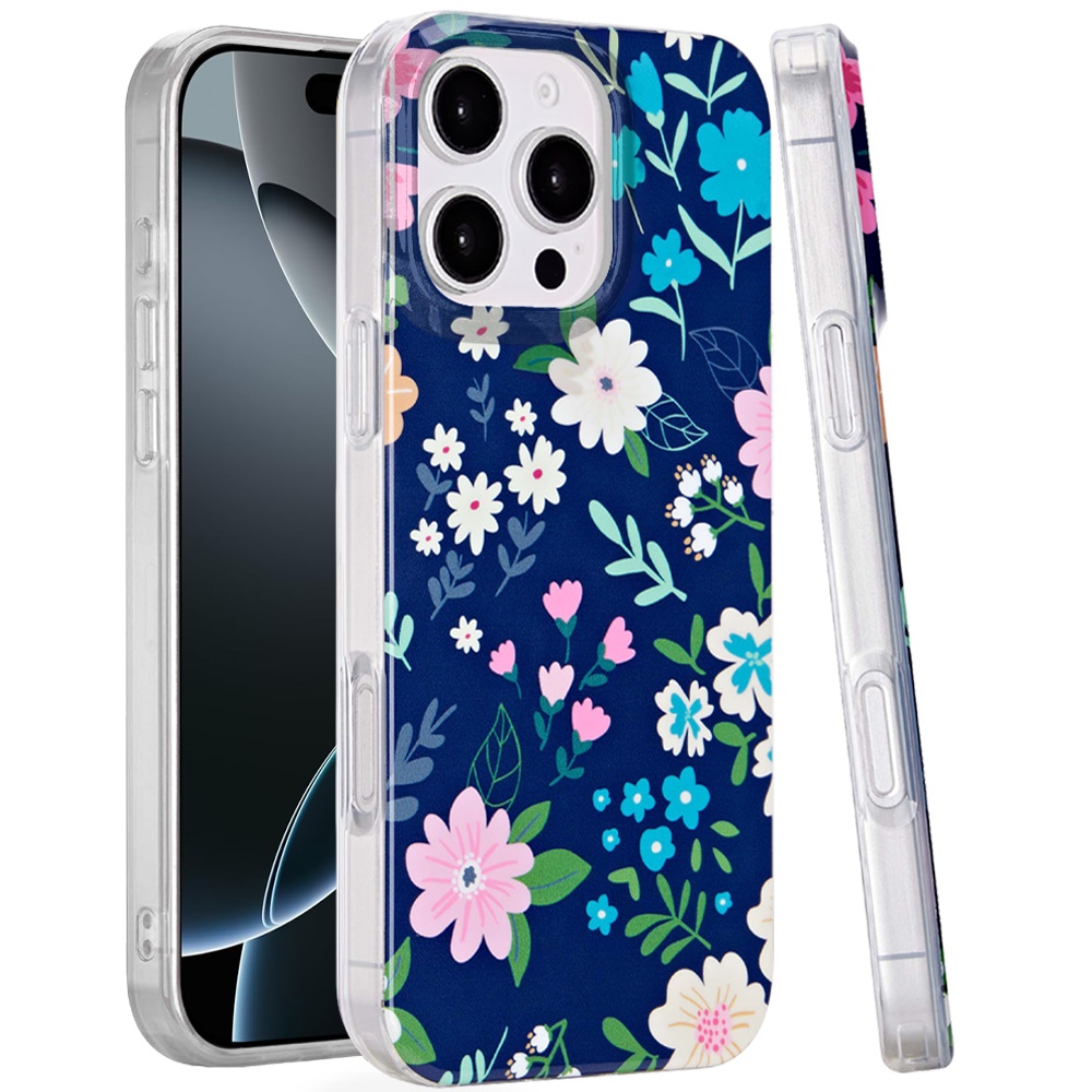 for iphone 16 pro max 6.9 double layer design imd tpu case galaxy floral