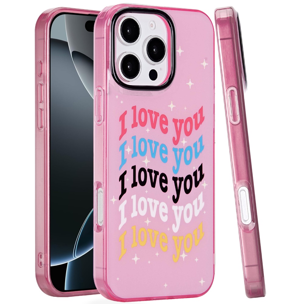 for iphone 16 pro max 6.9 double layer design imd tpu case i love you