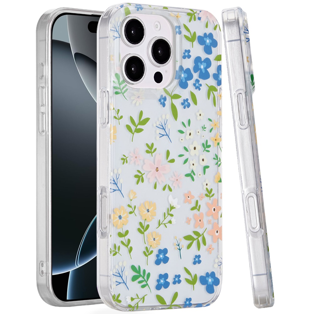 for iphone 16 pro max 6.9 double layer design imd tpu case mulitcolor floral
