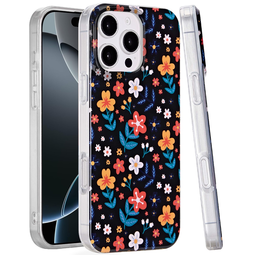 for iphone 16 pro max 6.9 double layer design imd tpu case nightly floral