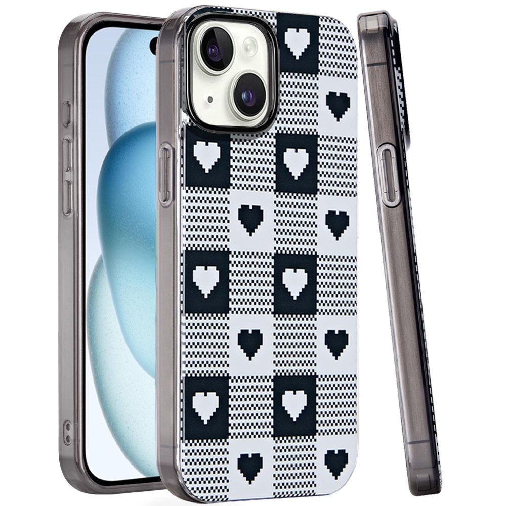 for iphone 15 double layer design imd tpu case checker hearts