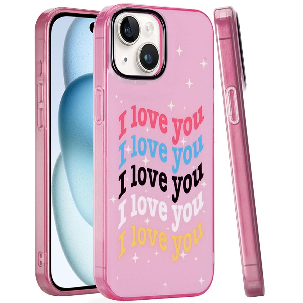 for iphone 15 double layer design imd tpu case i love you